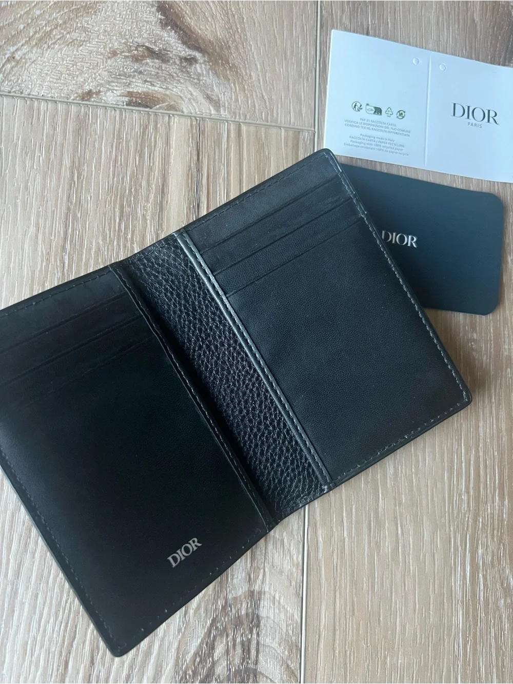 Dior Black Pebbled Leather Card & Key Holder